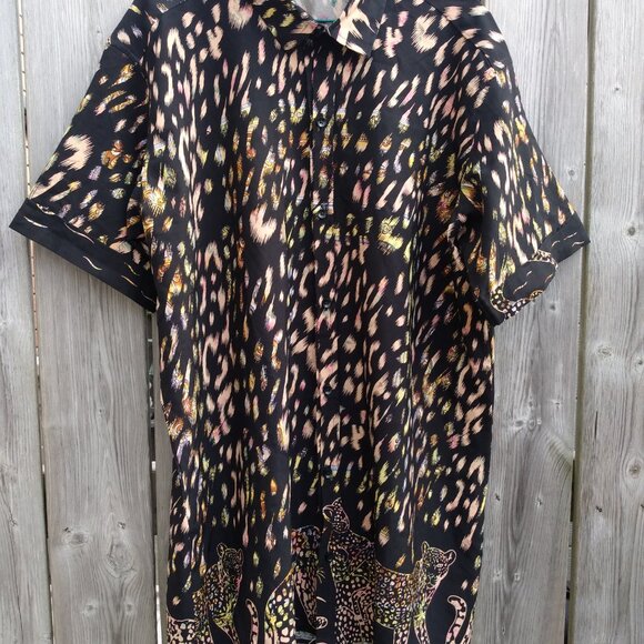 Leopard Print Shirt 2XL Large with Button Front Collar 52" Chest 2000s Y2K - Picture 2 of 14